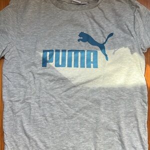 Puma Gray T-Shirt with Blue Logo